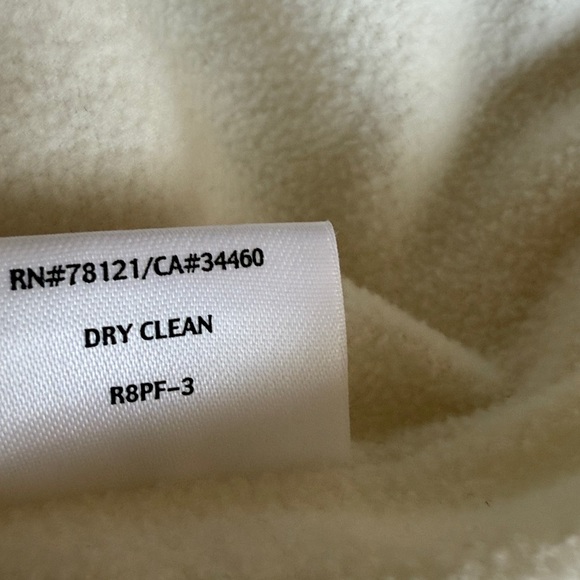 Eileen Fisher Fleece Cream Hooded Trench Coat Sz L - Picture 8 of 8